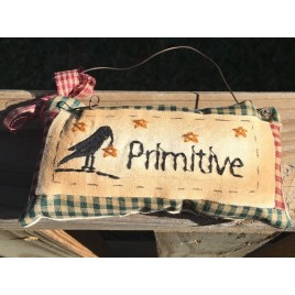 99280P Primitive Mini Pillow with gingham ribbon 