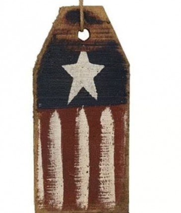 G22225 Rustic wood American Flag Tag