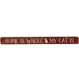 GE90322 Home is Where my Cat is engraved wood block 