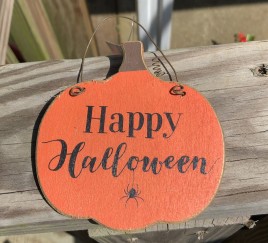 GJHF7063HH - Happy Halloween Wood Pumpkin 