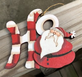 Wood Santa Christmas Ornament 