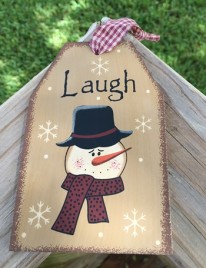 Snowman Gift Tag Wood 69483CLNB - Laugh  