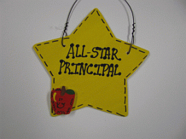 Principal Teacher Gifts Yellow Star w/Apple  7008 All Star Principal