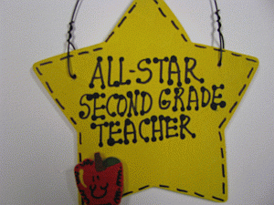 Teacher Gifts Yellow Star w/Apple 7006 All Star Second Grade Teacher