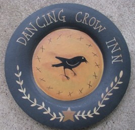 Primitive Wood Plate MC56261- Dancing Crow Inn Plate  