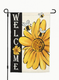 NV104610 Summer Bee Welcome sunflower garden Flag, double sided