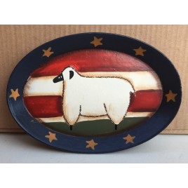 OPS3 - Sheep Oval Wood Plate 