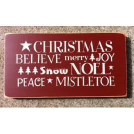 Primitive Wood Block T1914 Christmas Words 