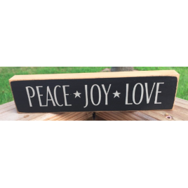 Primitive Wood Block  T2236 Peace * Joy * Love  