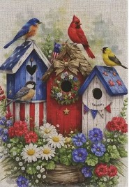 8KM3152705 Red White Blue Patriotic Birdhouse garden flag