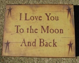 BJ1009 I love you to the moon & back wood block 