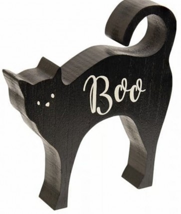 35684 Boo Cat Chunky Wood Sitter