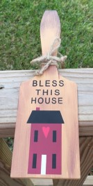 BP206 - Bless This House Salt Box Wood Paddle