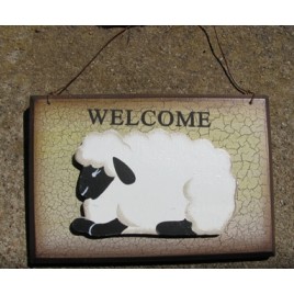 CWP-13 Welcome Sheep Crackled Sign
