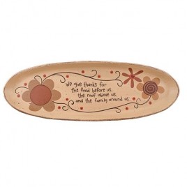 G33616-We Give Thanks Oval wood Plate 
