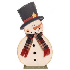 Snowman Decor G34799-Snowman With Scarf on Base 