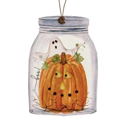 Pumpkin with BOO ghost halloween ornament