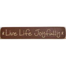 g9003-Live Life Joyfully engraved wood block burgundy in color 