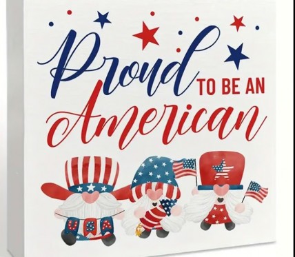 GH84918 Proud to be an American wood block