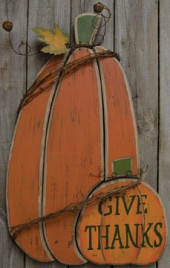 Give Thanks Pumpkin wood Primitive Sign GJHF6780  
