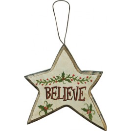 Wood Christmas Ornament X8160C-Believe Star 