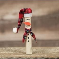 Christmas Wood Ornament G8977 Pencil Snowman with Hat 