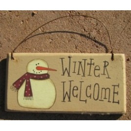  gr115ww - Winter Welcome Snowman wood sign 
