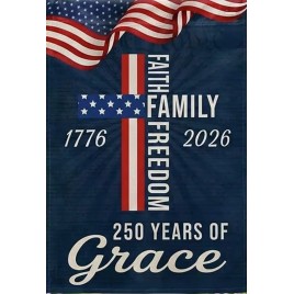 73M3053654 USA 250th Anniversary God Bless America Garden Flag