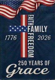 73M3053654 USA 250th Anniversary God Bless America Garden Flag
