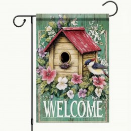 RB929704 Spring Summer Bird Welcome Garden Flag double sided polyester