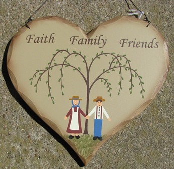  HP26 - Faith Family Friends wood heart 