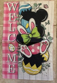 Welcome Easter Mouse and Rabbit garden flag double sided burlap