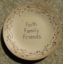 NEW-11 Faith Family Friends Wood Plate 
