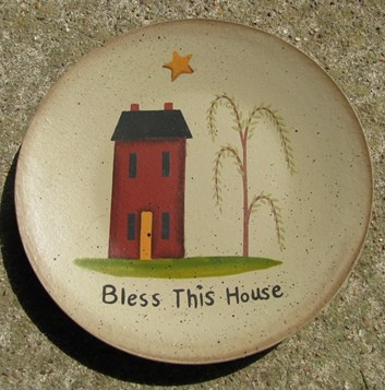 NEW-9 Bless This House Wood Plate 