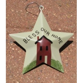 OR-216 Bless our Home Metal Star Christmas Ornament 