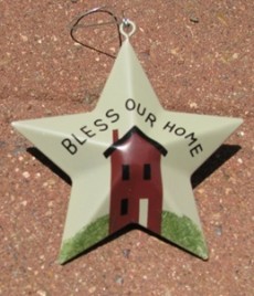 OR-216 Bless our Home Metal Star Christmas Ornament 