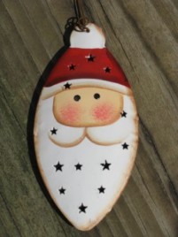 OR-304 3D Punched Tin Santa Christmas Ornament 