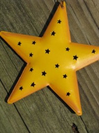OR309 - Yellow Star  tin punched ornament 