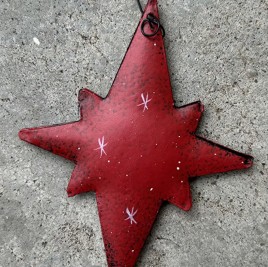 OR 530 Red Star Snowflake metal ornament