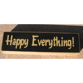 Primitive Wood Block pb144b-Happy Everything! Primitive Wood Block pb144b-Happy Everything!