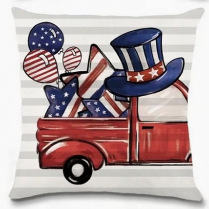 6VM69529Q5 Patriotic Truck Pillow( no insert just pillow cover) 6VM69529Q5 Patriotic Truck Pillow( no insert just pillow cover)