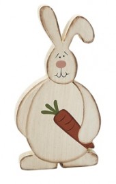 RW8406 Bunny w/Carrot wood shelf sitter 