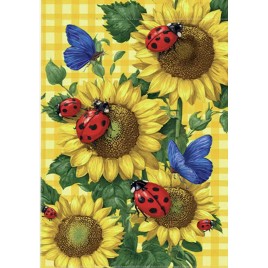 86MV9523V4 Spring Sunflower Butterfly Ladybug Double-Sided garden flag