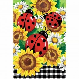 72M5650571 Charming Sunflower and Ladybug Garden Flag- Vibrant Double-sided