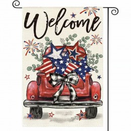 72M5859321 Welcome Patriotic Day Truck Garden Flag Double-Sided