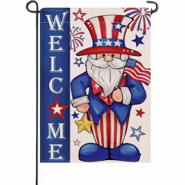 85M7658K75 Welcome 4th of July Uncle Sam Patriotic Garden Flag