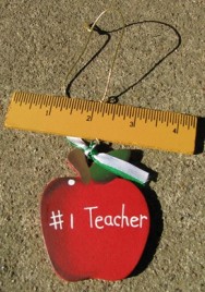 1134 - #1 Teacher Apple Hanging by Ruler