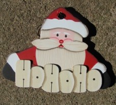 1139 - Santa - HO HO HO Wood Christmas Ornament 