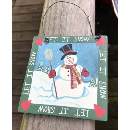 Wd1167 Let it Snow  Snowman wood sign