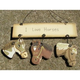 wd1239 - I Love Horses Wood Sign